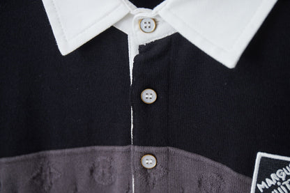 250902 New high-quality shirt collar patchwork sweater