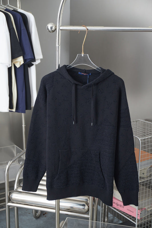 250902 New high-quality black lettered jacquard knit hood
