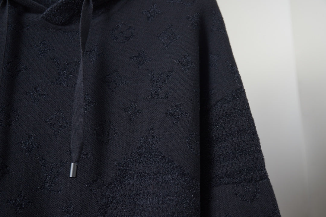 250902 New high-quality black lettered jacquard knit hood
