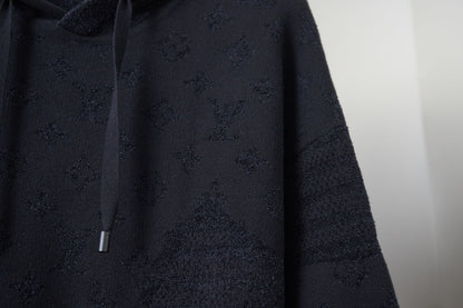 250902 New high-quality black lettered jacquard knit hood