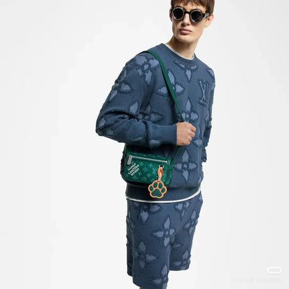 250902 New high-quality blue four-leaf clover letter sweater shorts