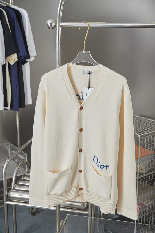 250902 New high-quality letter-embroidered knitted cardigan sweater