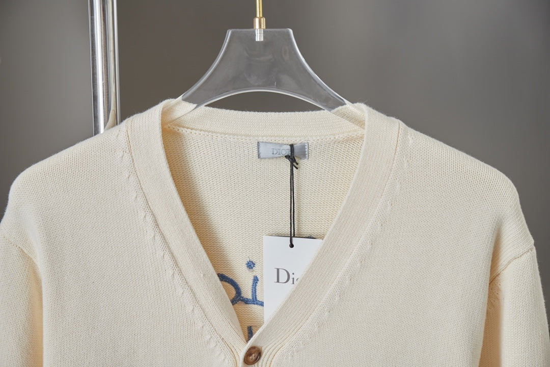 250902 New high-quality letter-embroidered knitted cardigan sweater