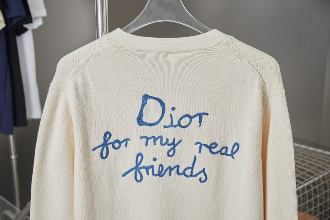 250902 New high-quality letter-embroidered knitted cardigan sweater