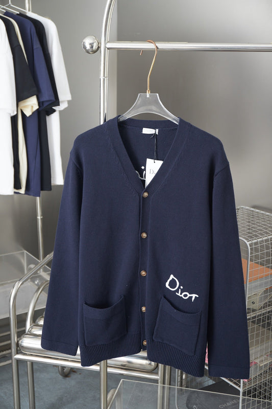 250902 New high-quality letter-embroidered knitted cardigan sweater