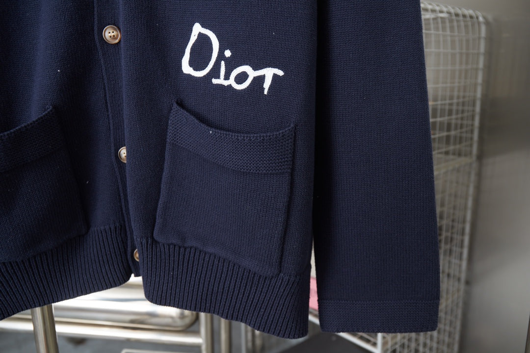 250902 New high-quality letter-embroidered knitted cardigan sweater