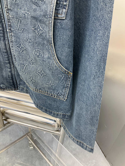 250902 New high-quality heavy-duty embossed denim workwear jacket
