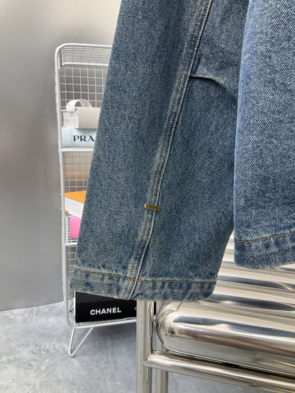 250902 New high-quality heavy-duty embossed denim workwear jacket