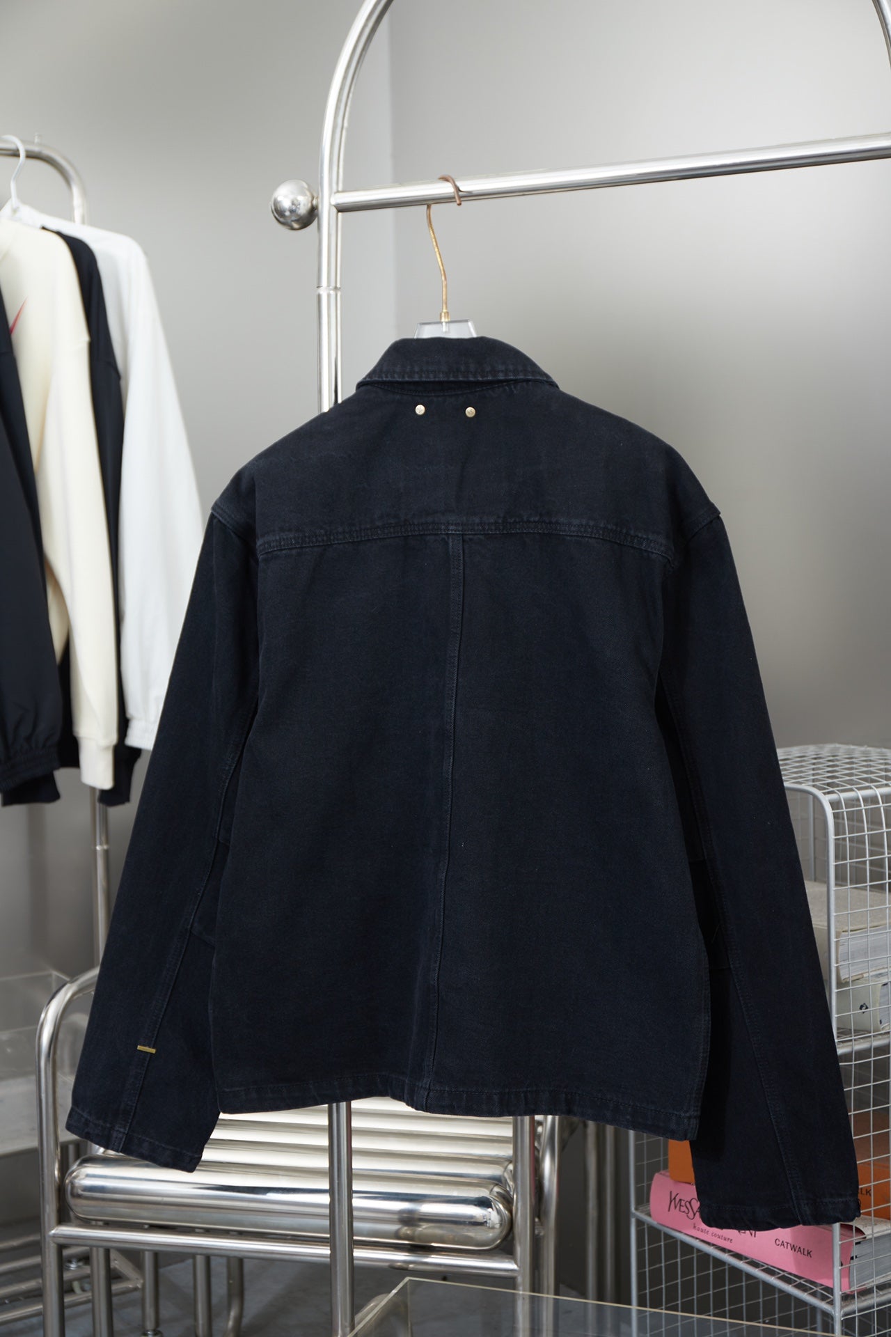 250902 New high-quality heavy-duty embossed denim workwear jacket