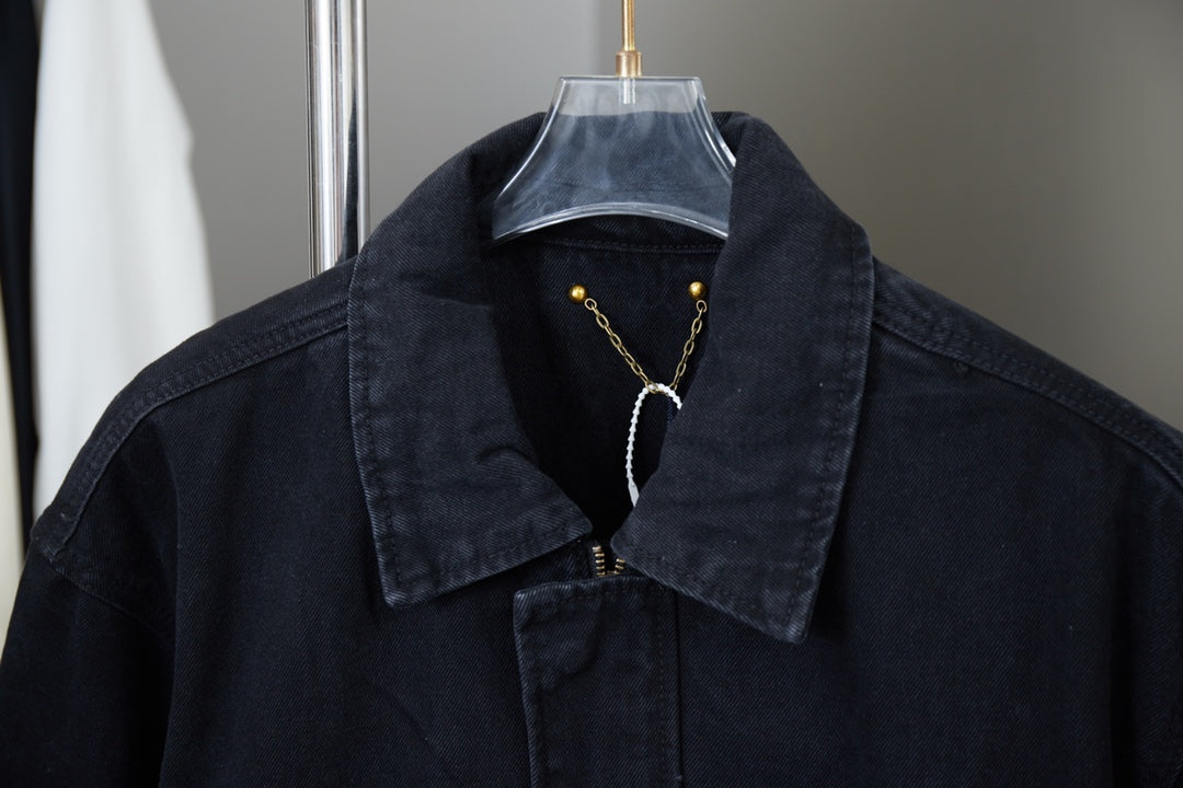 250902 New high-quality heavy-duty embossed denim workwear jacket