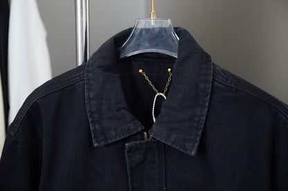 250902 New high-quality heavy-duty embossed denim workwear jacket
