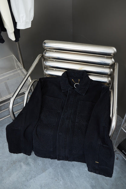 250902 New high-quality heavy-duty embossed denim workwear jacket