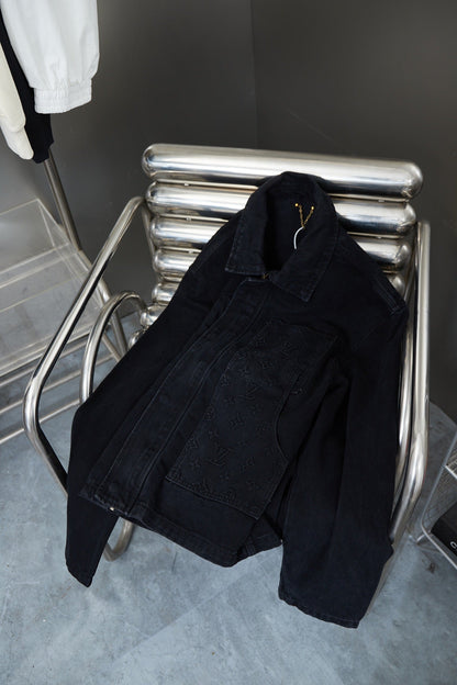 250902 New high-quality heavy-duty embossed denim workwear jacket