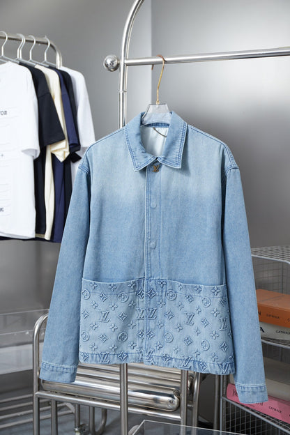 250902 New high-quality hand-painted fringed denim jacket
