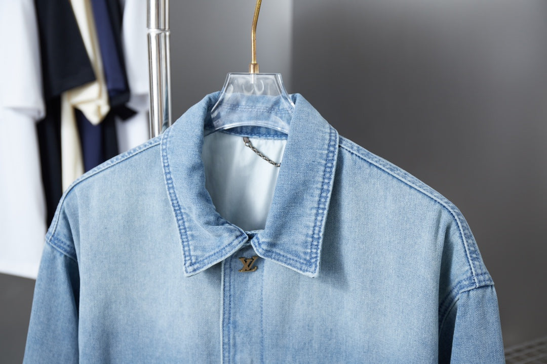 250902 New high-quality hand-painted fringed denim jacket