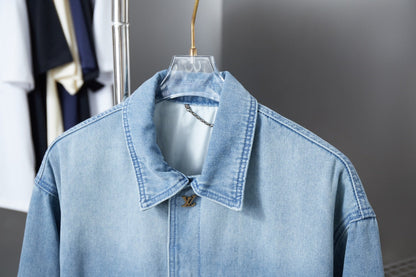 250902 New high-quality hand-painted fringed denim jacket