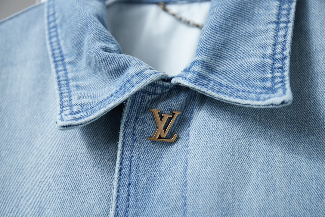 250902 New high-quality hand-painted fringed denim jacket
