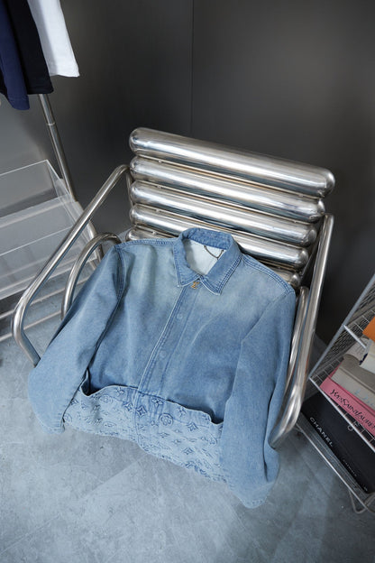 250902 New high-quality hand-painted fringed denim jacket