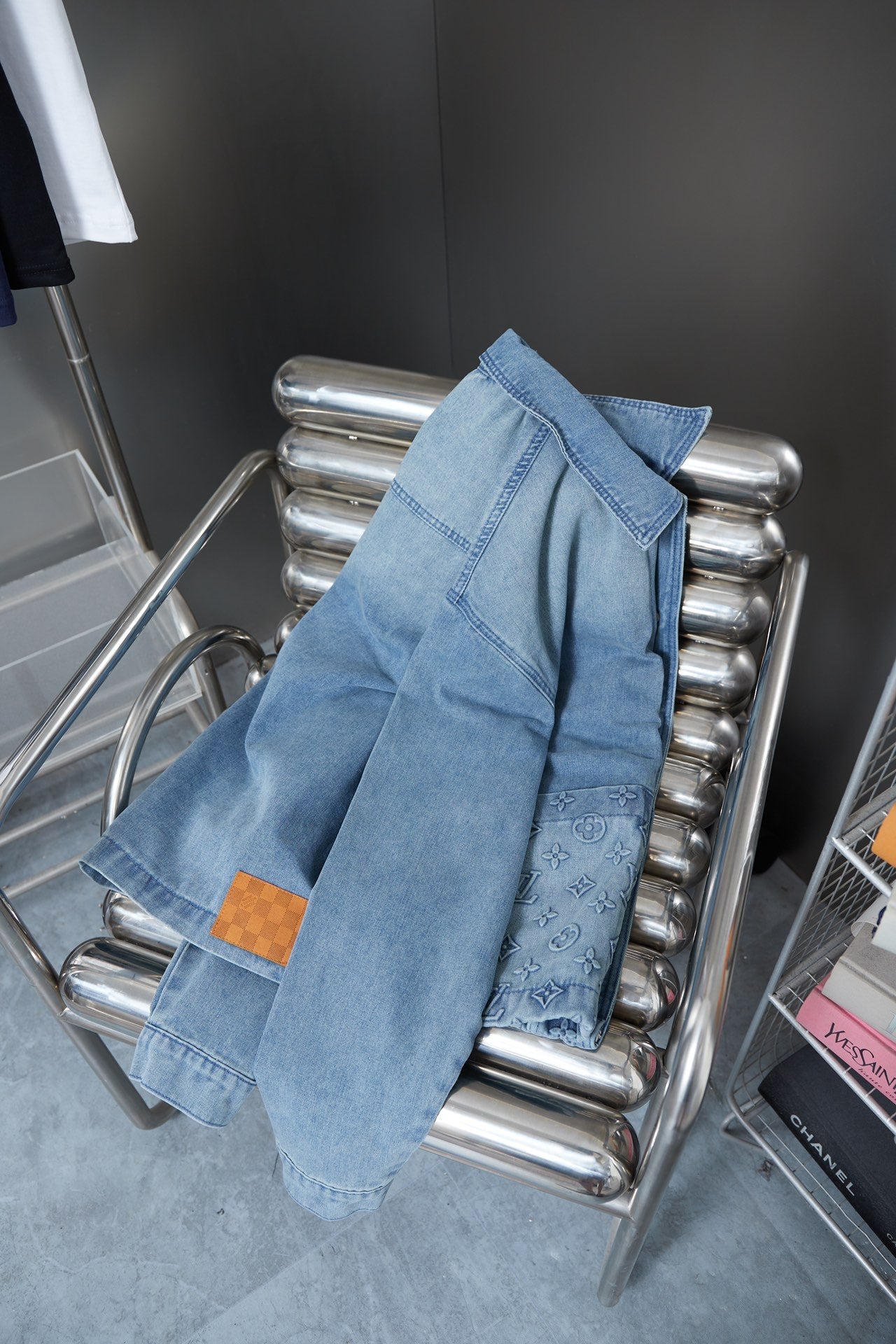 250902 New high-quality hand-painted fringed denim jacket