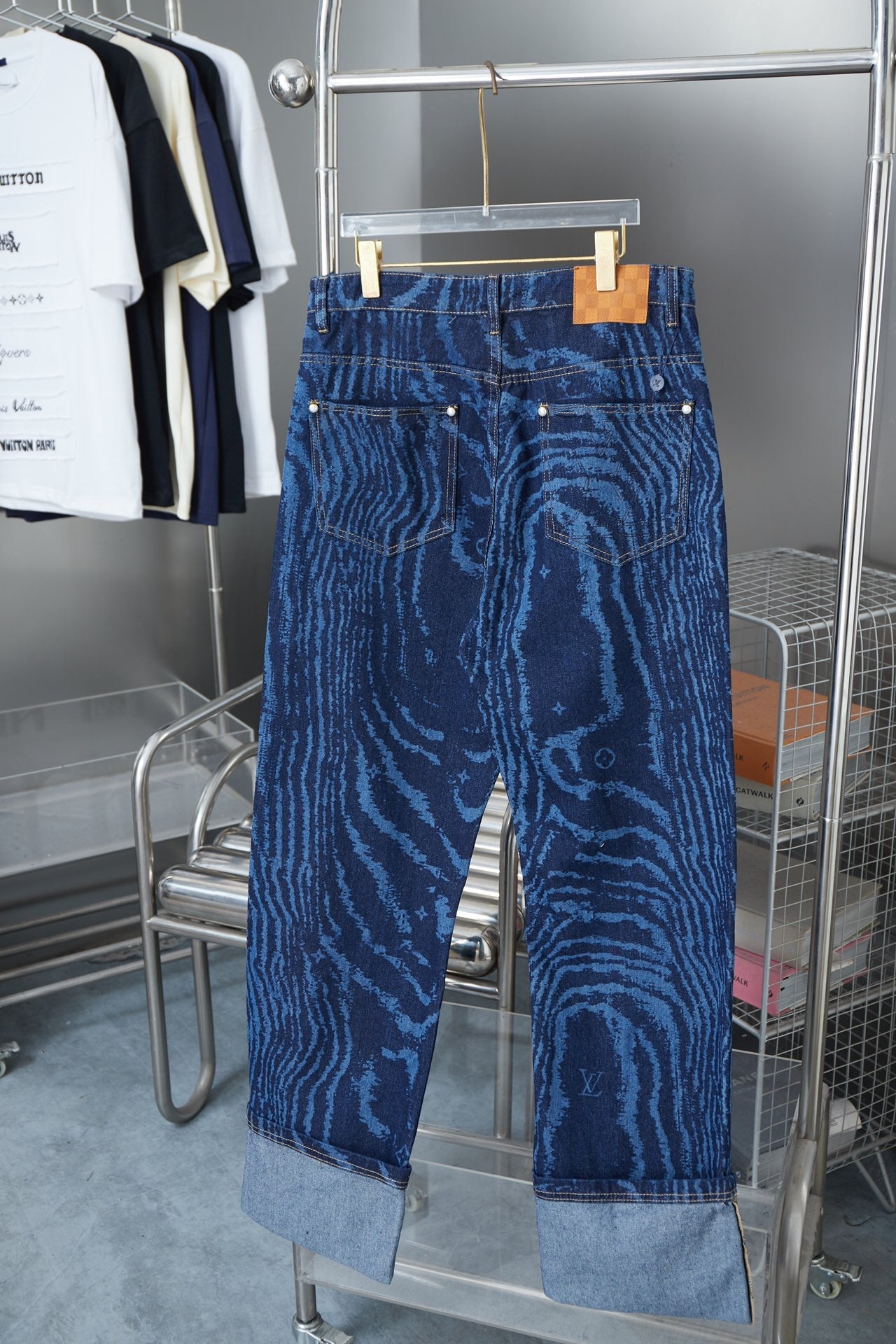 250902 New high-quality custom fabric wavy texture jeans
