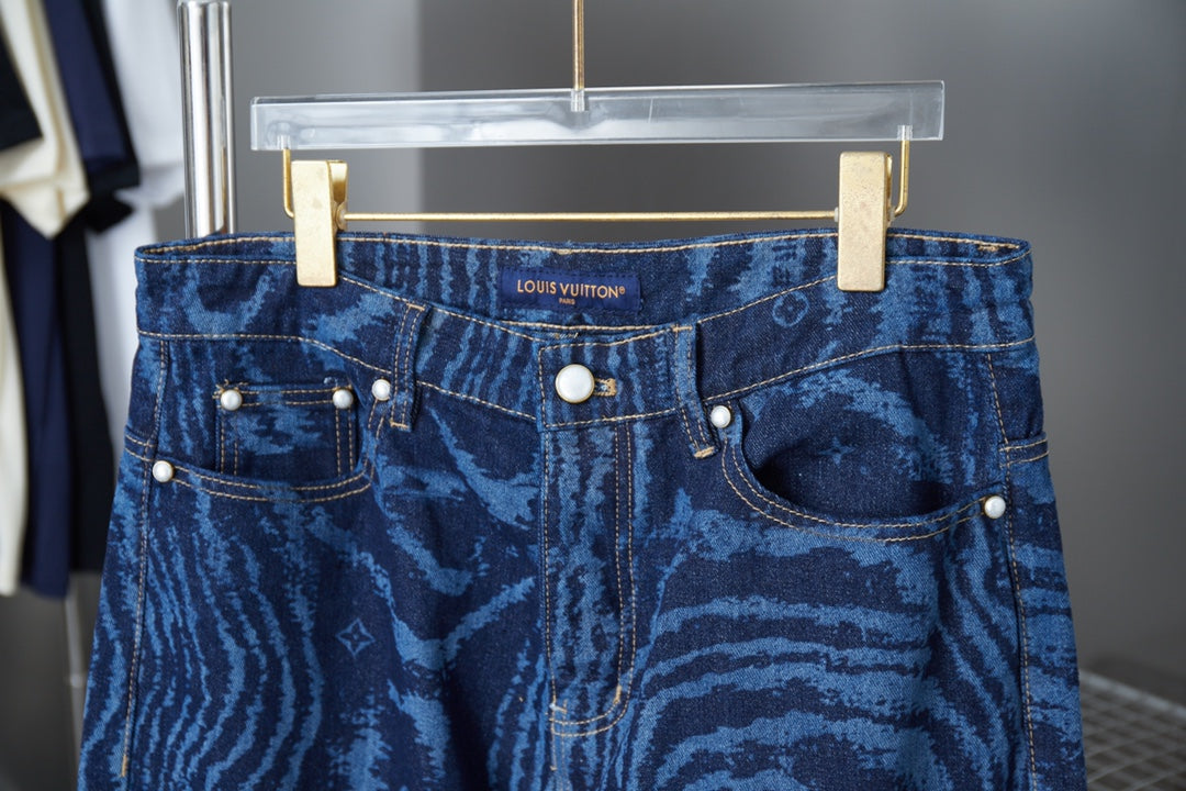 250902 New high-quality custom fabric wavy texture jeans