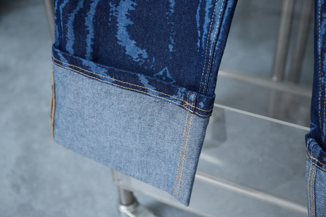 250902 New high-quality custom fabric wavy texture jeans