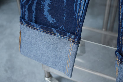 250902 New high-quality custom fabric wavy texture jeans