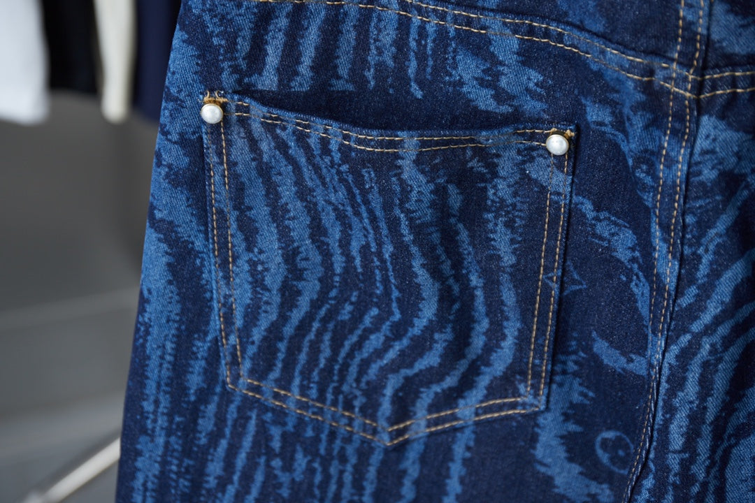 250902 New high-quality custom fabric wavy texture jeans