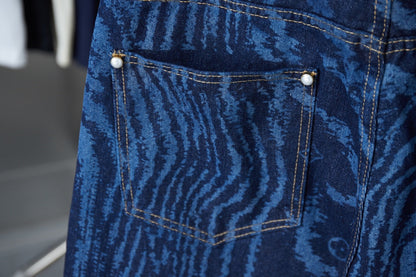 250902 New high-quality custom fabric wavy texture jeans