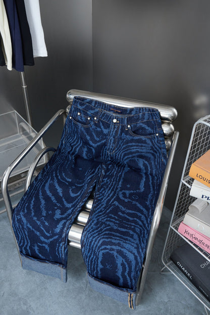 250902 New high-quality custom fabric wavy texture jeans