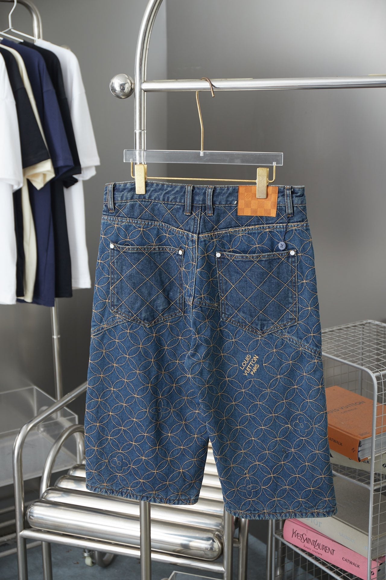 250902 New high-quality custom-made fabric round denim shorts