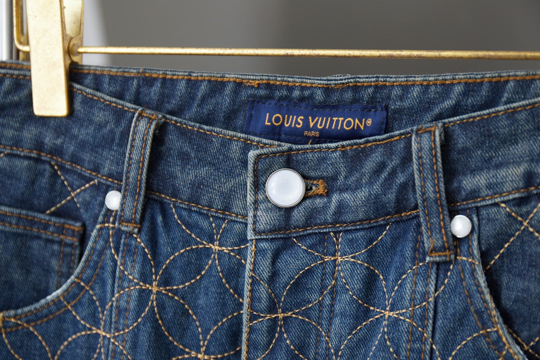 250902 New high-quality custom-made fabric round denim shorts