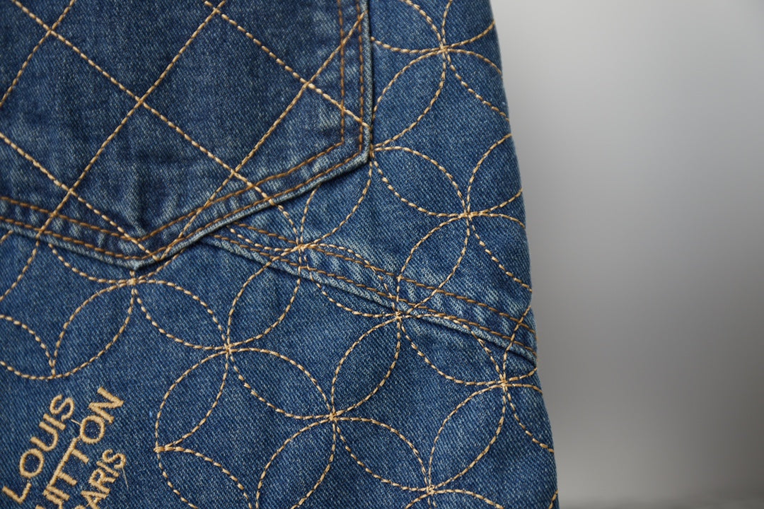 250902 New high-quality custom-made fabric round denim shorts