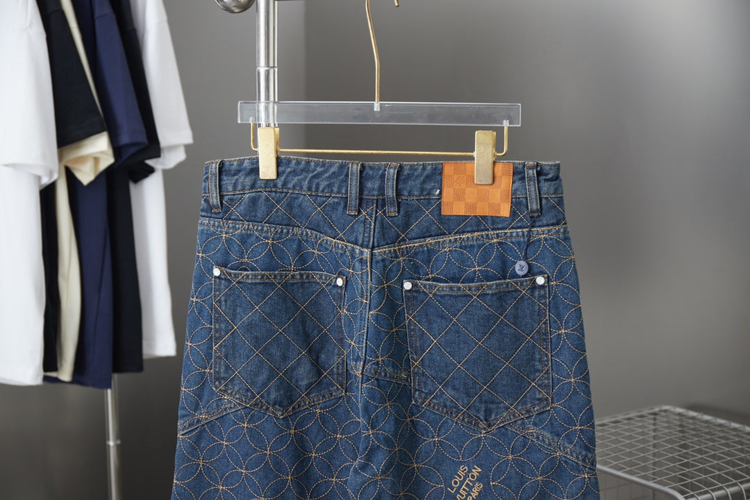 250902 New high-quality custom-made fabric round denim shorts