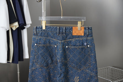 250902 New high-quality custom-made fabric round denim shorts