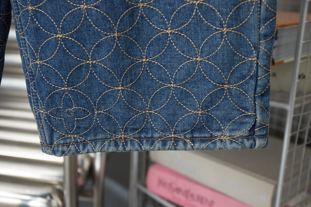 250902 New high-quality custom-made fabric round denim shorts