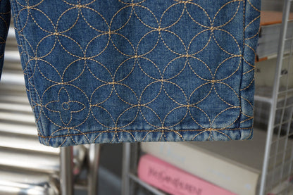 250902 New high-quality custom-made fabric round denim shorts