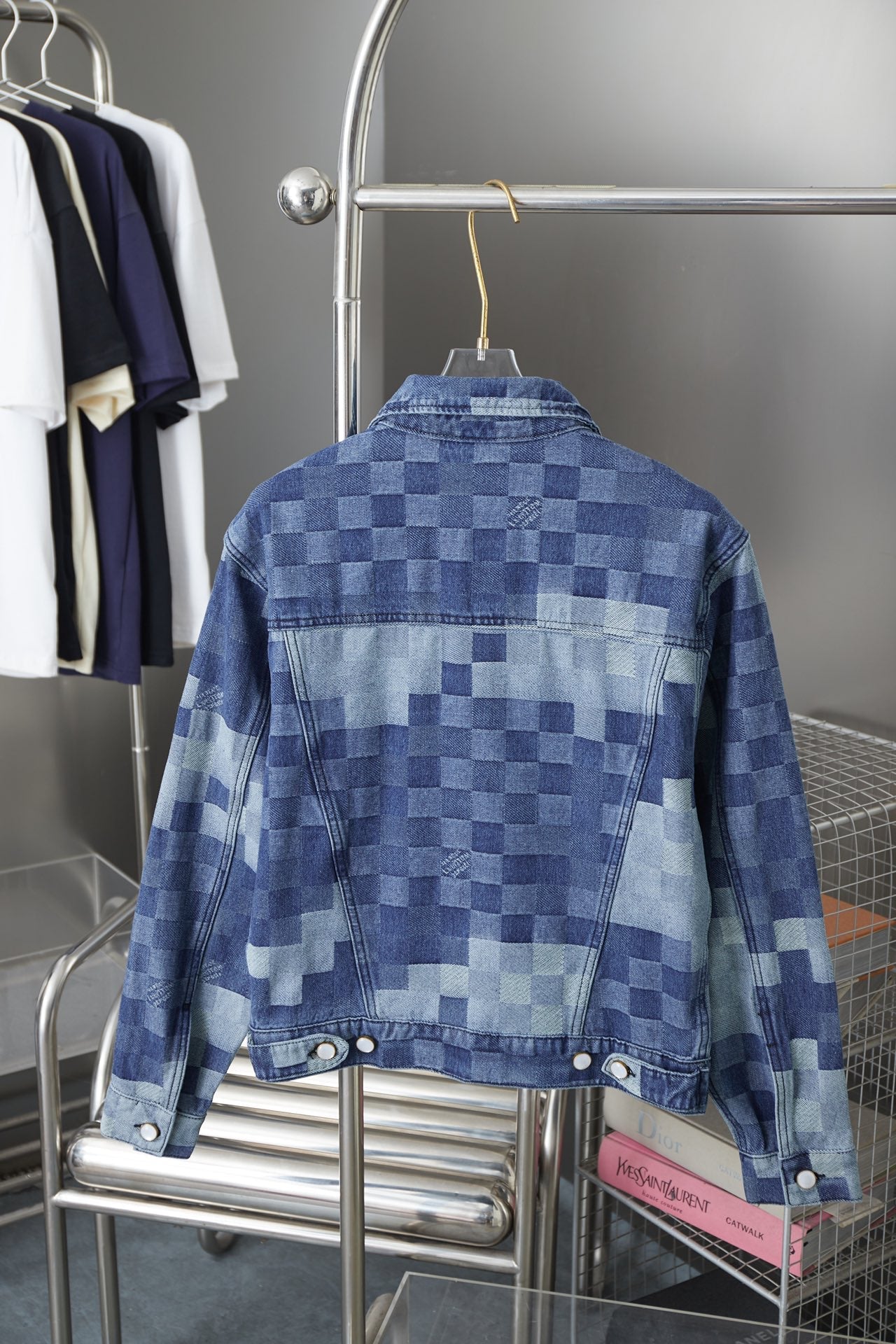 250902 A new high-quality checkerboard Mosaic denim jacket