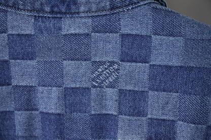 250902 A new high-quality checkerboard Mosaic denim jacket