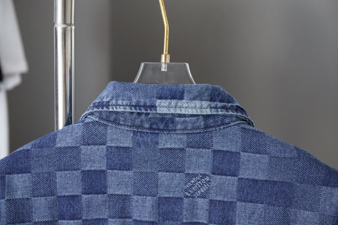250902 A new high-quality checkerboard Mosaic denim jacket