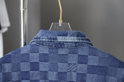250902 A new high-quality checkerboard Mosaic denim jacket