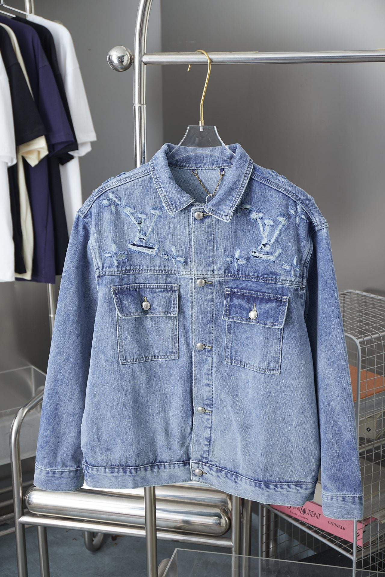 250902 A new high-quality jacquard embroidered letter denim jacket