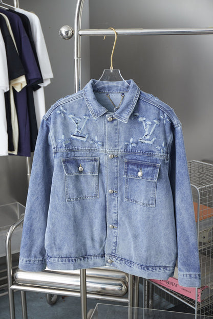 250902 A new high-quality jacquard embroidered letter denim jacket