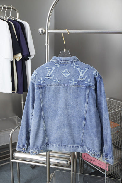250902 A new high-quality jacquard embroidered letter denim jacket
