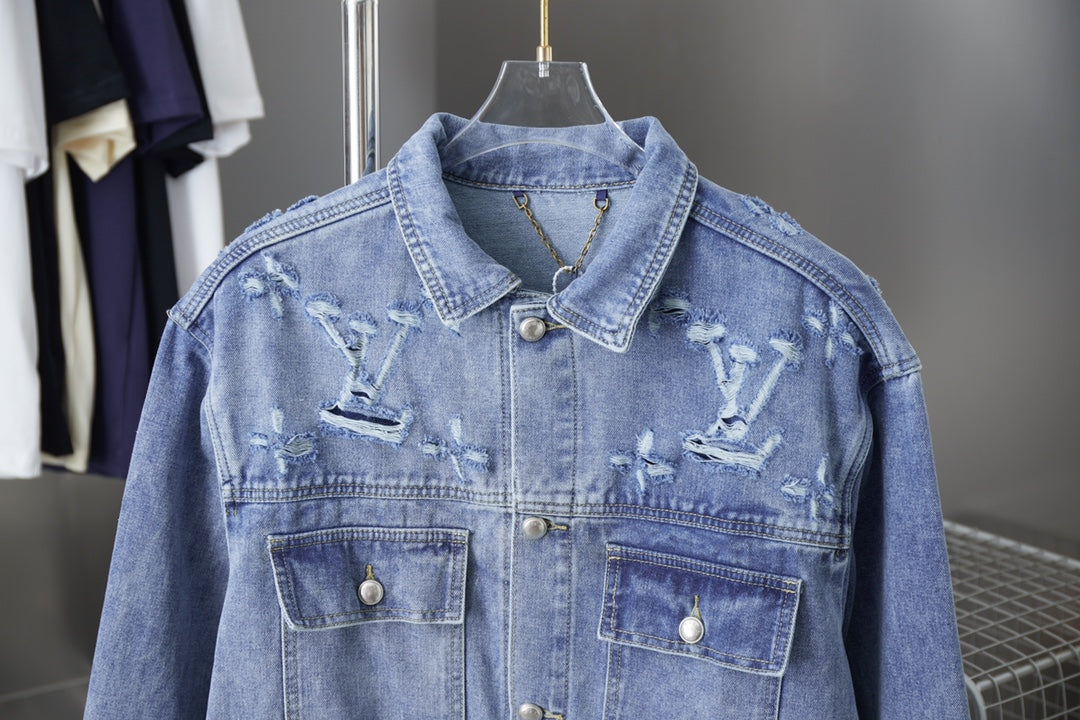 250902 A new high-quality jacquard embroidered letter denim jacket