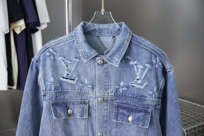 250902 A new high-quality jacquard embroidered letter denim jacket