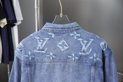 250902 A new high-quality jacquard embroidered letter denim jacket