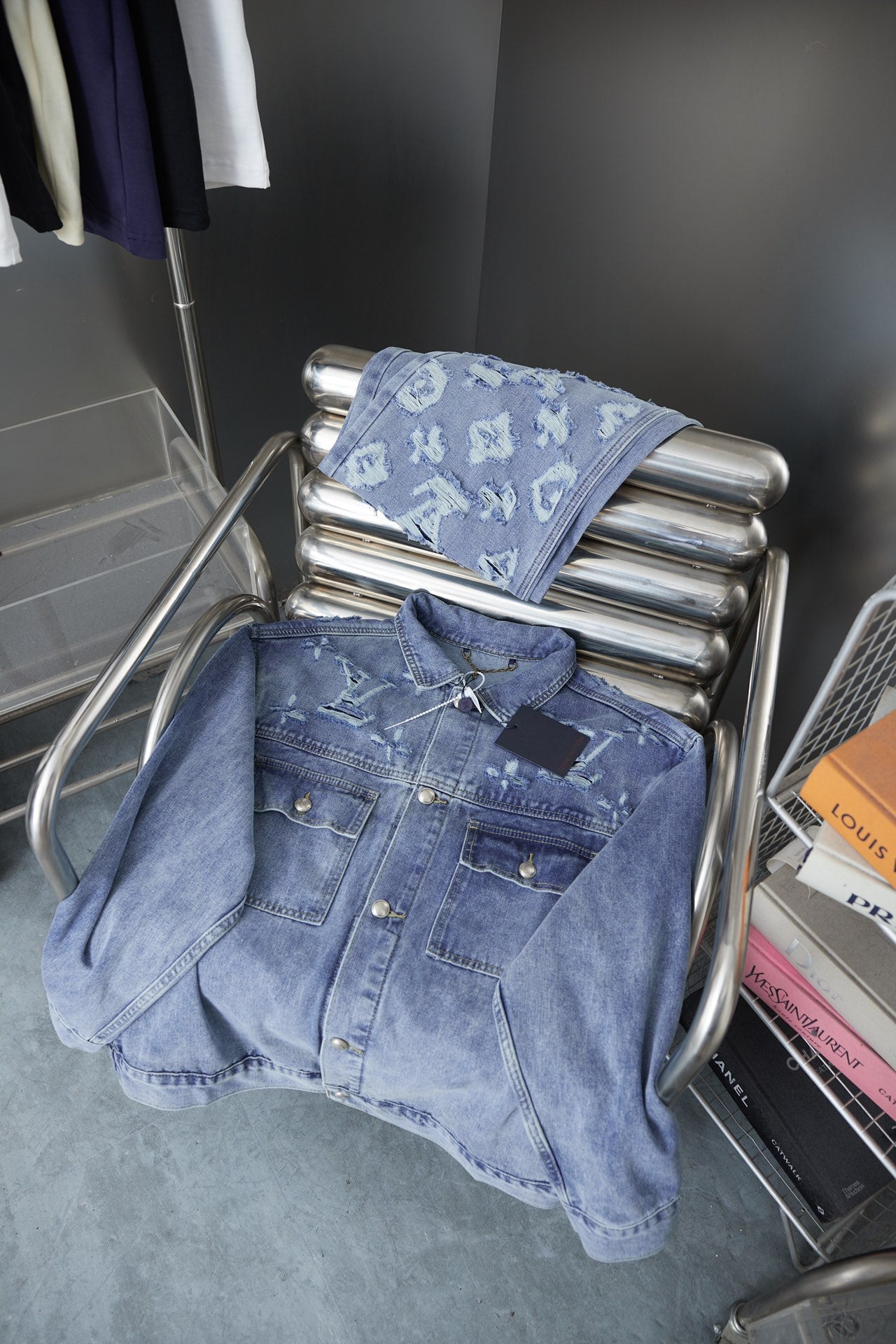 250902 A new high-quality jacquard embroidered letter denim jacket
