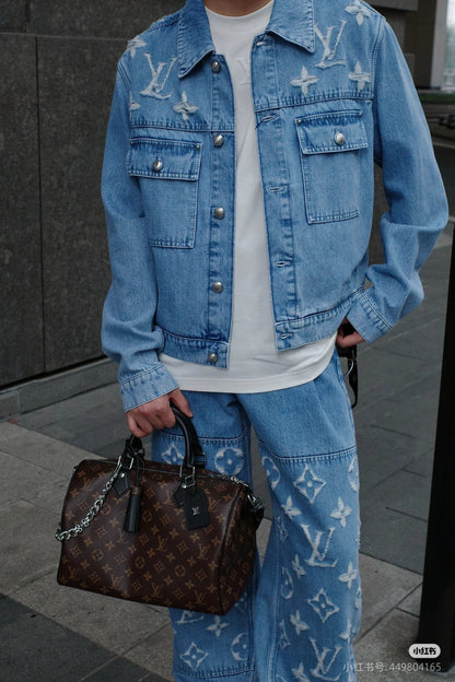 250902 New high-quality jacquard embroidered letter denim trousers