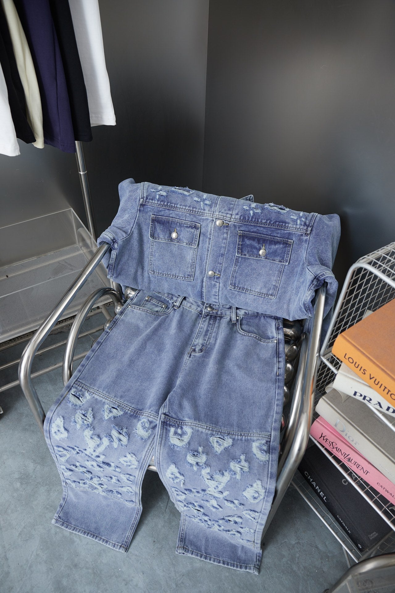 250902 New high-quality jacquard embroidered letter denim trousers